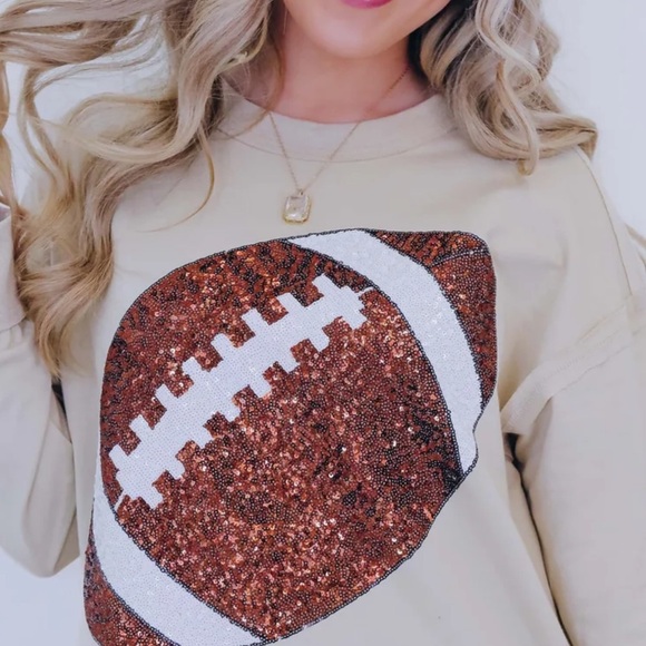FOOTBALL SEQUIN pullover Cream!! Can fit from M L XL. NEW IN PACKAGE! - Picture 1 of 5